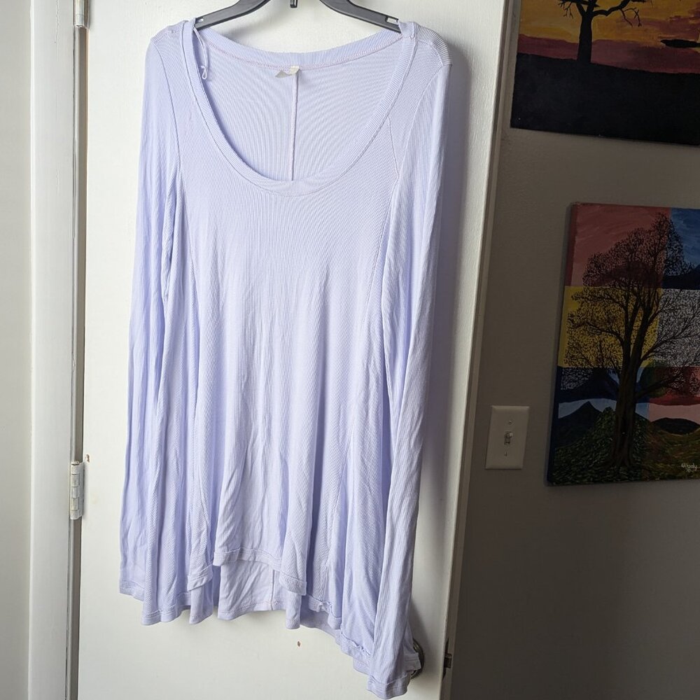 Free People Lilac Ribbed Flowy Tunic Top Size Medium